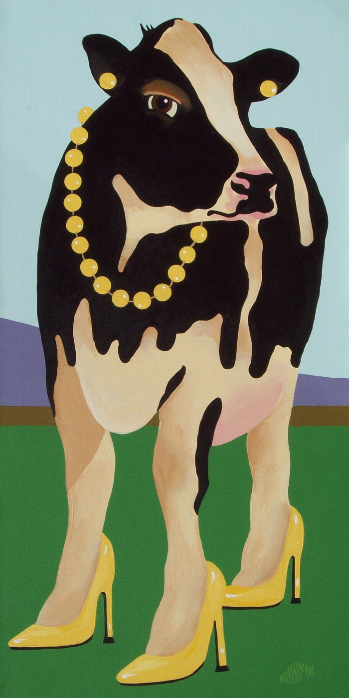 Cows In Stilettos - Yellow   (18 x 36)