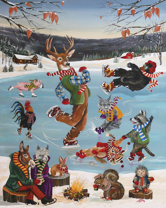 Skating Party At Cedar Lodge  (30 x 40)